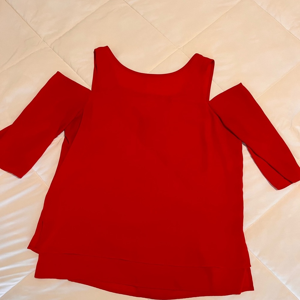 The Limited Red Cold Shoulder Blouse